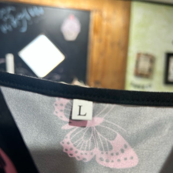 Shein Elegant Black Dress with Pink Butterfly Design - Picture 5 of 5